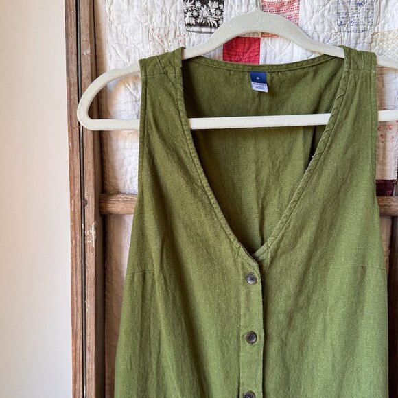 Sleeveless Button-Front Linen-Blend Maxi Shift Dress - Picture 3 of 10